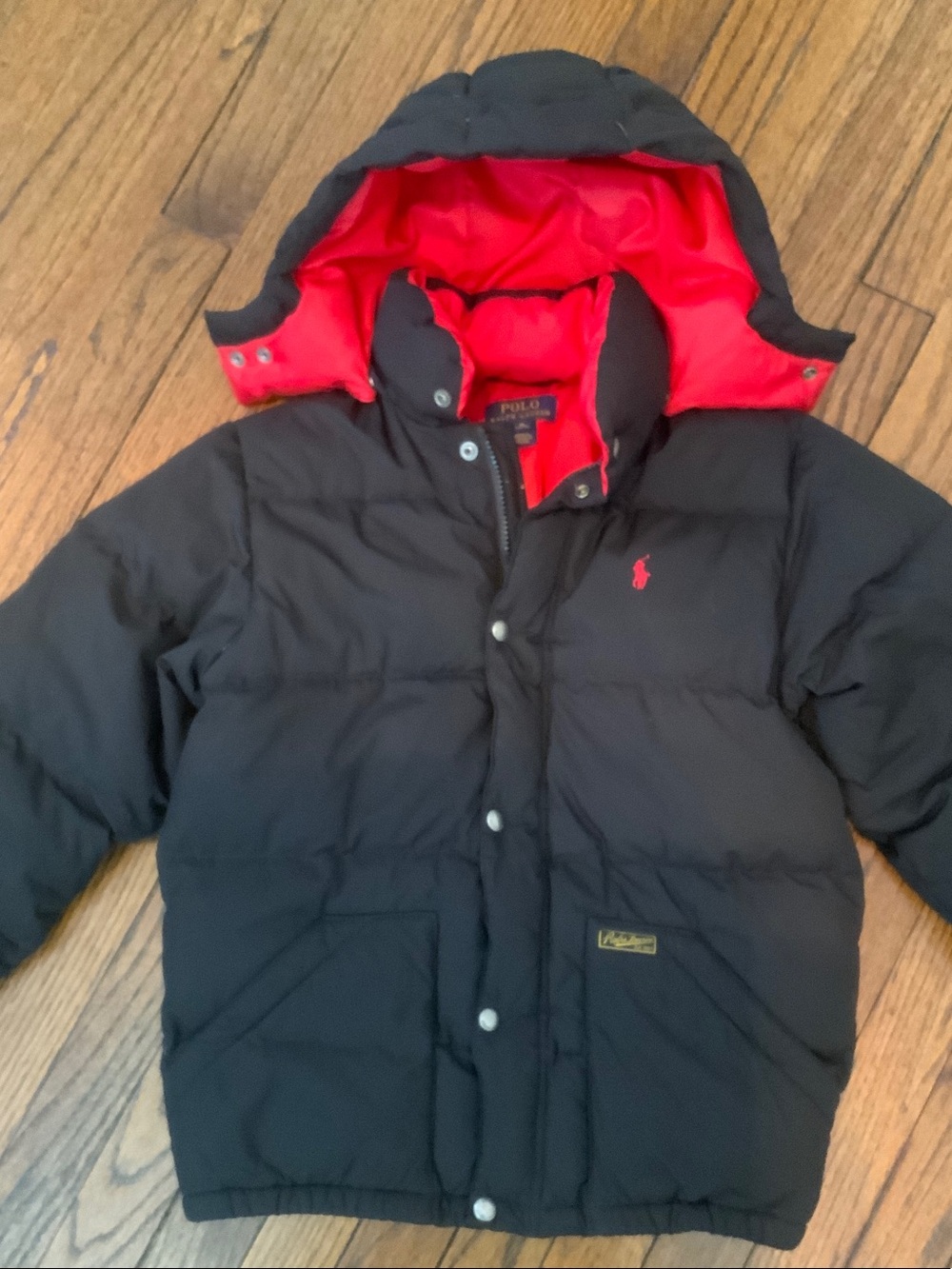 Boys Polo Ralph Lauren black puffer coat size M 10-12